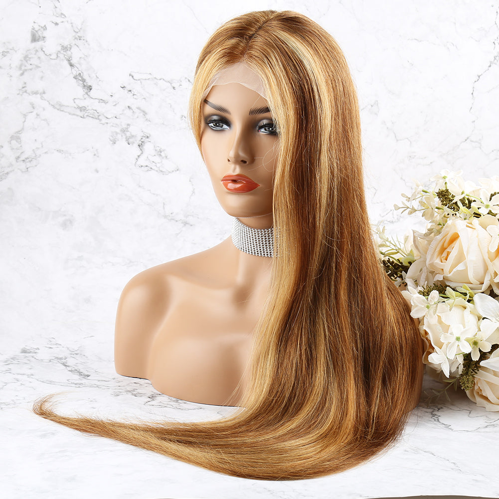 #4/27 Lace Front Wig High Light Color Wig Straight